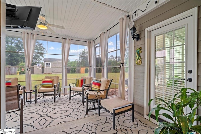 228 Holstein Ct, Fountain Inn, SC 29644 - sunroom / solarium featuring a ceiling fan