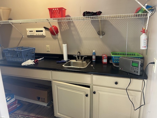 101 Elm St, Clinton, SC 29325 - kitchen featuring dark countertops and white cabinets