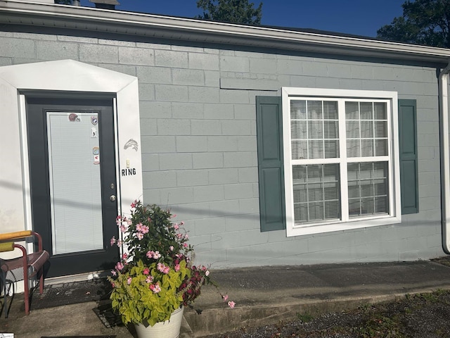 101 Elm St, Clinton, SC 29325 - property entrance featuring concrete block siding