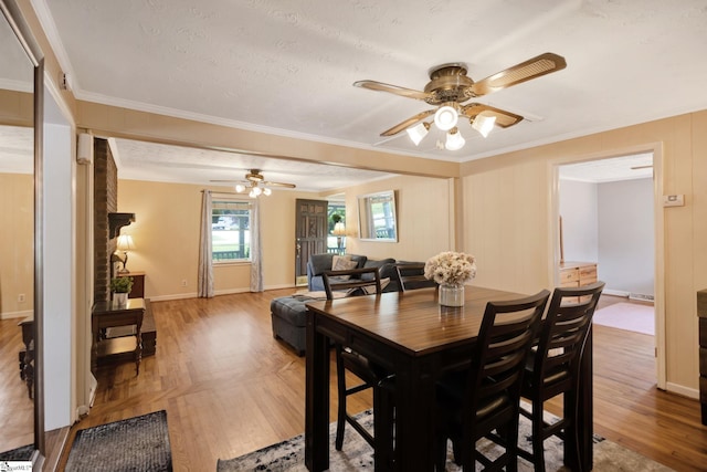 506 Piedmont Hwy, Piedmont, SC 29673 - dining space with ceiling fan, light wood-style flooring, and crown molding