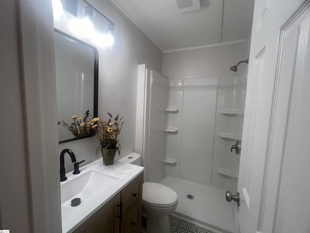 3023 Plainview Rd, Anderson, SC 29626 - full bathroom featuring vanity, a shower, ornamental molding, and tile patterned flooring