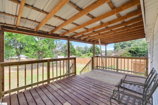 17 Smythe St, Pelzer, SC 29669 - wooden terrace featuring a fenced backyard and view of scattered trees