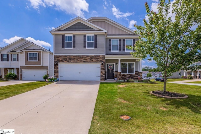 200 Bridlewood Ln, Piedmont, SC 29673 - craftsman-style home featuring stone siding, driveway, a garage, and a front lawn