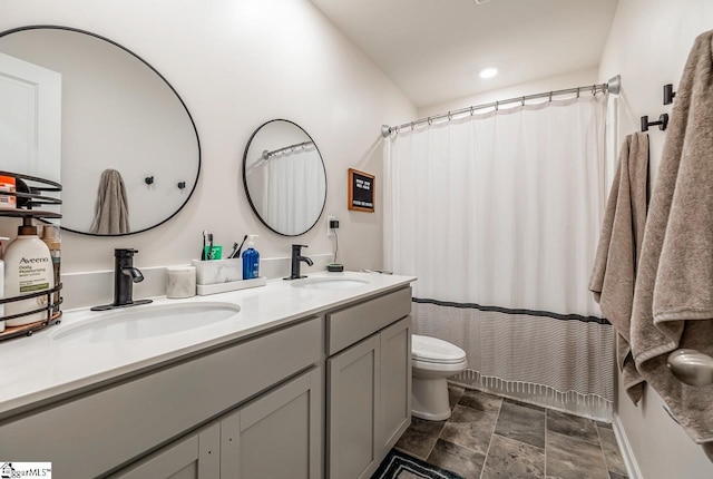 200 Bridlewood Ln, Piedmont, SC 29673 - full bath featuring stone finish flooring, double vanity, and recessed lighting