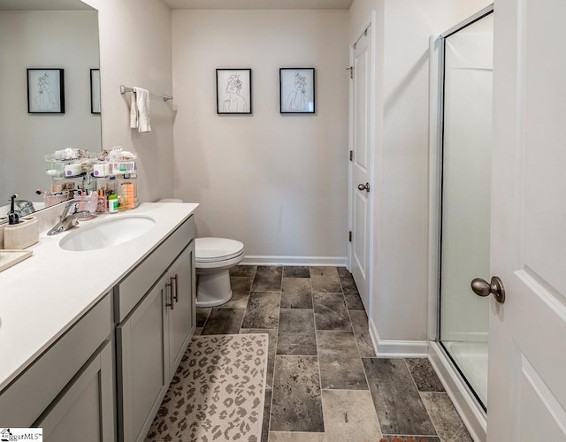 200 Bridlewood Ln, Piedmont, SC 29673 - full bathroom featuring stone tile floors, vanity, and a stall shower