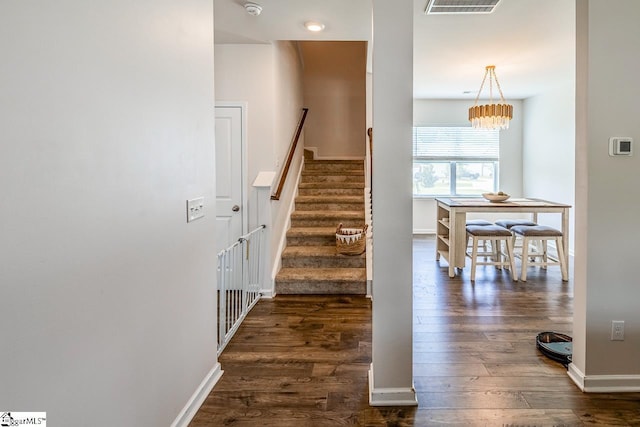 200 Bridlewood Ln, Piedmont, SC 29673 - stairs featuring wood-type flooring and a chandelier