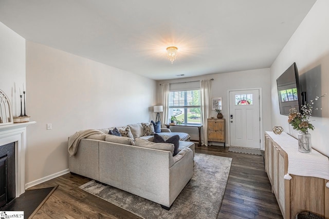 200 Bridlewood Ln, Piedmont, SC 29673 - living area with dark wood-type flooring and a fireplace
