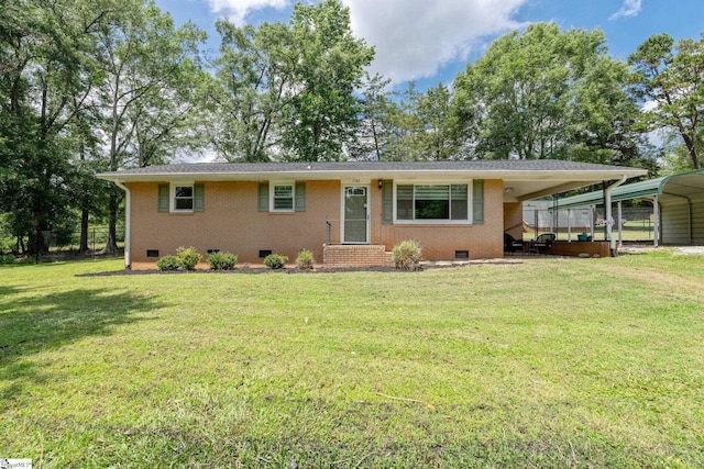 1142 Cooper Bridge Rd, Woodruff, SC 29388 - view of front of home with crawl space, a front yard, brick siding, and entry steps