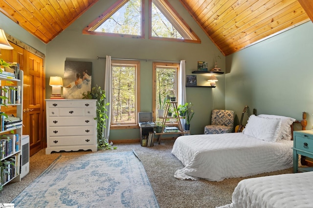 207 Sassafras Dr, Taylors, SC 29687 - carpeted bedroom with vaulted ceiling and wood ceiling