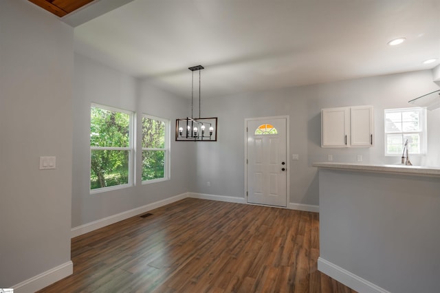 5 Mcgee St, Belton, SC 29627 - entryway featuring dark wood-style flooring, a chandelier, and recessed lighting