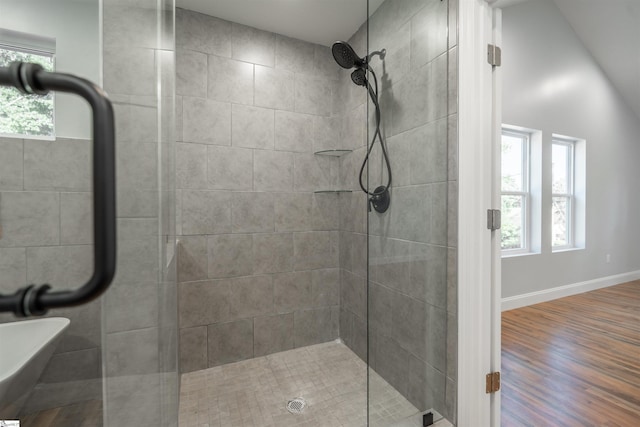 5 Mcgee St, Belton, SC 29627 - full bath with tiled shower and wood finished floors