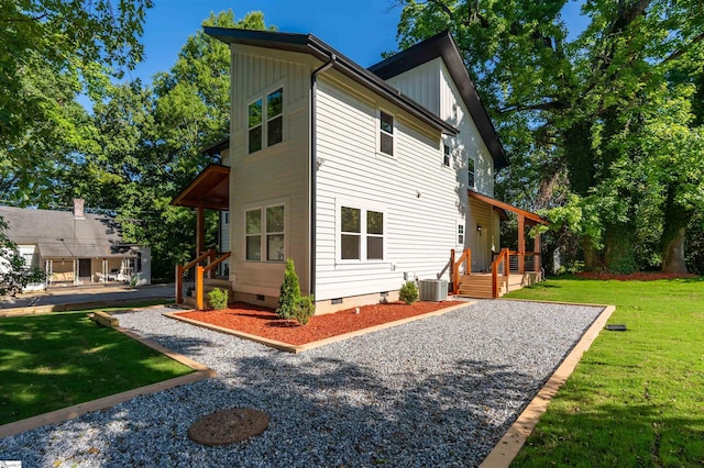 5 Mcgee St, Belton, SC 29627 - view of home's exterior with crawl space, a yard, and a wooden deck