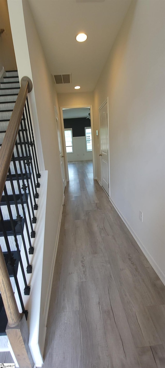 638 Grantleigh Dr, Duncan, SC 29334 - hall with wood finished floors, stairs, and recessed lighting
