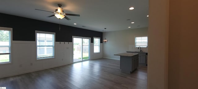 638 Grantleigh Dr, Duncan, SC 29334 - spare room featuring light wood-style flooring, plenty of natural light, ceiling fan, wainscoting, and recessed lighting