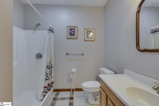 450 Johnson Ave, Anderson, SC 29621 - bathroom featuring vanity, a shower with shower curtain, and tile patterned floors