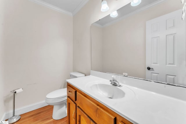 1 Moultrie Dr, Taylors, SC 29687 - half bathroom featuring vanity, wood finished floors, and crown molding