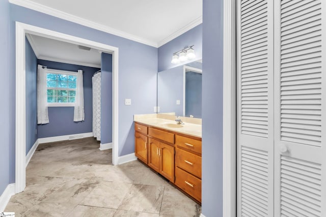 1 Moultrie Dr, Taylors, SC 29687 - full bathroom featuring a closet, crown molding, and vanity