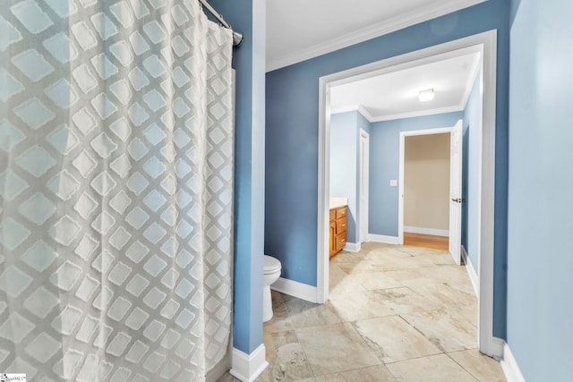 1 Moultrie Dr, Taylors, SC 29687 - full bathroom with ornamental molding and a shower with curtain