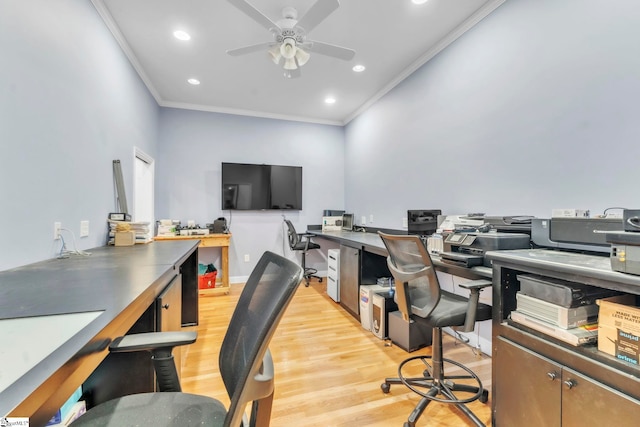 1 Moultrie Dr, Taylors, SC 29687 - office space featuring light wood-style flooring, crown molding, a ceiling fan, and recessed lighting