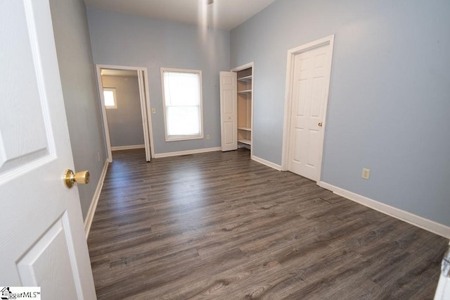 112 Garrison St, Easley, SC 29640 - unfurnished bedroom with baseboards and dark wood finished floors