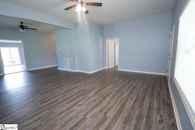 112 Garrison St, Easley, SC 29640 - empty room featuring ceiling fan and dark wood-style floors