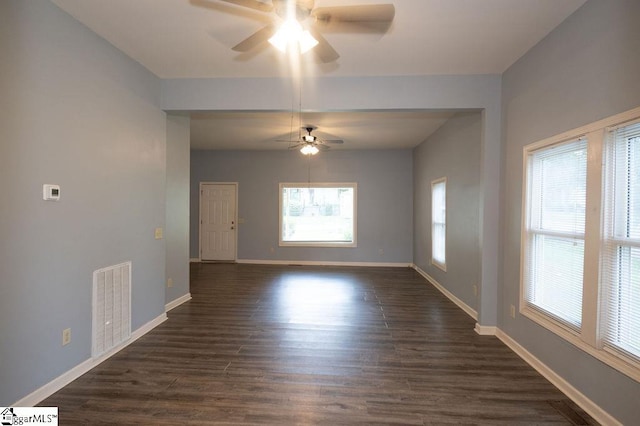 112 Garrison St, Easley, SC 29640 - spare room featuring ceiling fan and dark wood finished floors