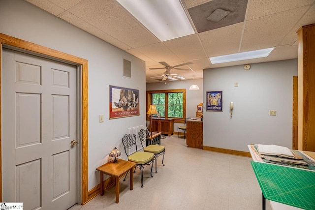 512 Doe Run, Pickens, SC 29671 - sitting room with a drop ceiling, a ceiling fan, and light floors