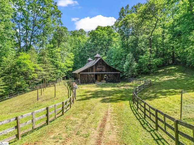 980 Mountain Forest Dr, Union Mills, NC 28167 - view of yard featuring an outdoor structure, an exterior structure, and a forest view