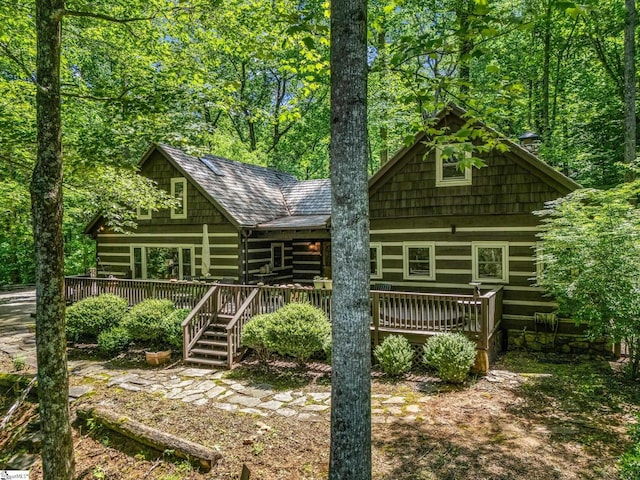 980 Mountain Forest Dr, Union Mills, NC 28167 - view of front of home with a wooden deck
