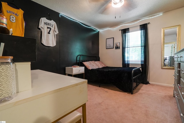 213 Quail Creek Dr, Pickens, SC 29657 - bedroom featuring light carpet, a textured ceiling, and ceiling fan