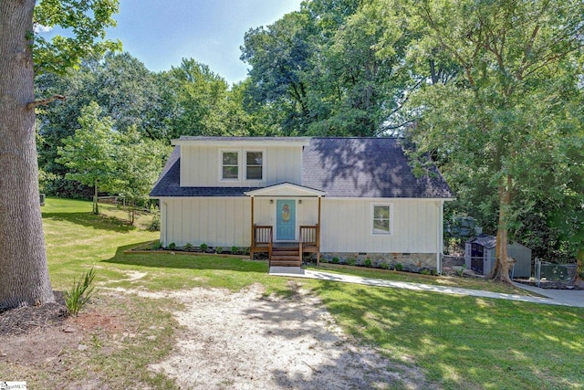301 Thornwood Dr, Taylors, SC 29687 - view of front of property with a storage shed, a front lawn, and crawl space
