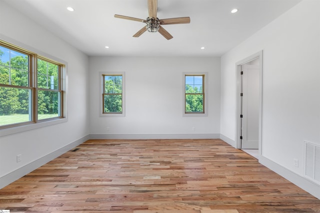 621 Bascule Ridge Ln, Campobello, SC 29322 - empty room with healthy amount of natural light, recessed lighting, light wood-style floors, and ceiling fan