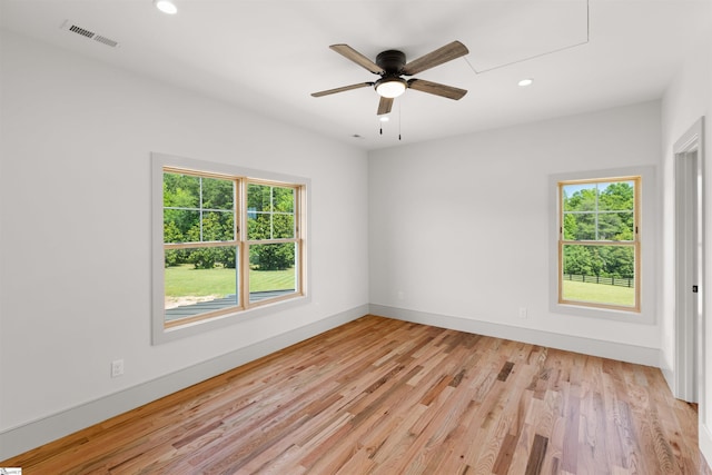 621 Bascule Ridge Ln, Campobello, SC 29322 - empty room featuring healthy amount of natural light, recessed lighting, light wood-style floors, and ceiling fan