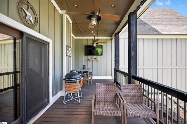 515 Herman Brooks Rd, Belton, SC 29627 - wooden deck featuring a ceiling fan