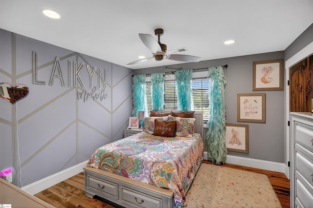 515 Herman Brooks Rd, Belton, SC 29627 - bedroom with wood finished floors, recessed lighting, and a ceiling fan