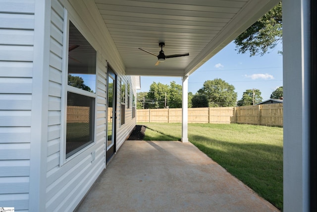 166 Dunbar St, Wellford, SC 29385 - view of patio featuring ceiling fan