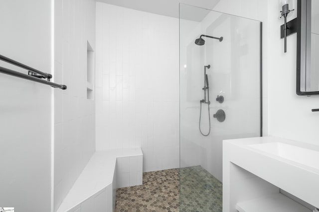 521 Anderson St, Greenville, SC 29601 - bathroom featuring walk in shower and vanity