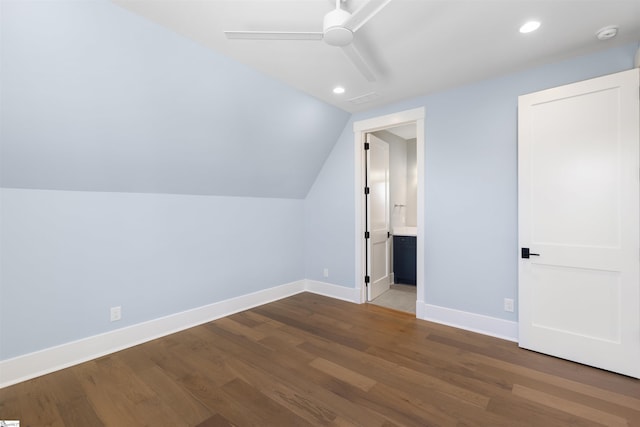 404 Odell St, Greenville, SC 29615 - bonus room featuring a ceiling fan, wood finished floors, vaulted ceiling, and recessed lighting