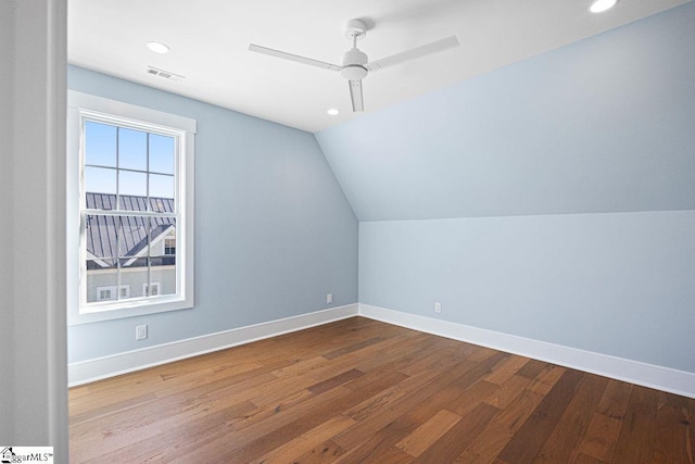 404 Odell St, Greenville, SC 29615 - additional living space with wood finished floors, recessed lighting, ceiling fan, and lofted ceiling