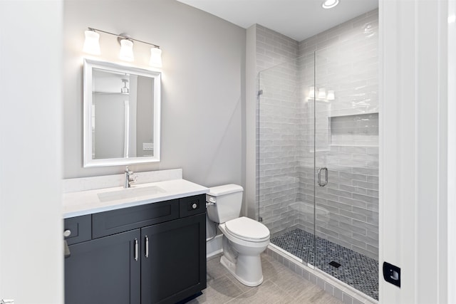 404 Odell St, Greenville, SC 29615 - full bath featuring a stall shower, vanity, tile patterned flooring, and recessed lighting