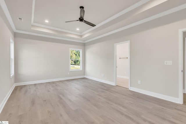 140 Mimosa Rd Lot 27, Inman, SC 29349 - unfurnished room featuring ceiling fan, a tray ceiling, ornamental molding, light wood-style flooring, and recessed lighting