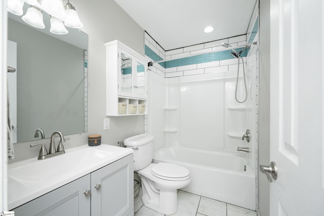 101 Havendale Dr, Fountain Inn, SC 29644 - bathroom with vanity, shower / tub combination, a chandelier, and recessed lighting