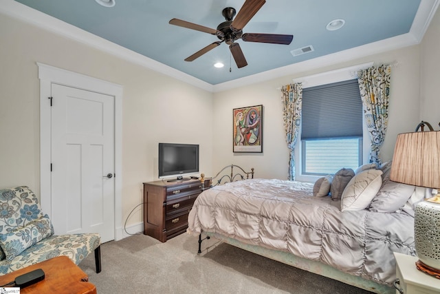 101 Mares Head Pl, Taylors, SC 29687 - bedroom with carpet, recessed lighting, ornamental molding, and ceiling fan