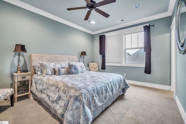 101 Mares Head Pl, Taylors, SC 29687 - carpeted bedroom featuring recessed lighting, ceiling fan, and crown molding