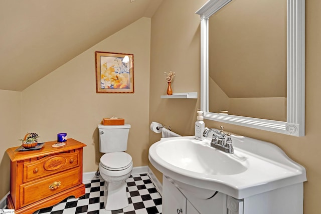 224 Seabright Cir, Cross Hill, SC 29332 - bathroom featuring tile patterned floors, lofted ceiling, and vanity