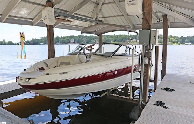224 Seabright Cir, Cross Hill, SC 29332 - dock area featuring boat lift and a water view