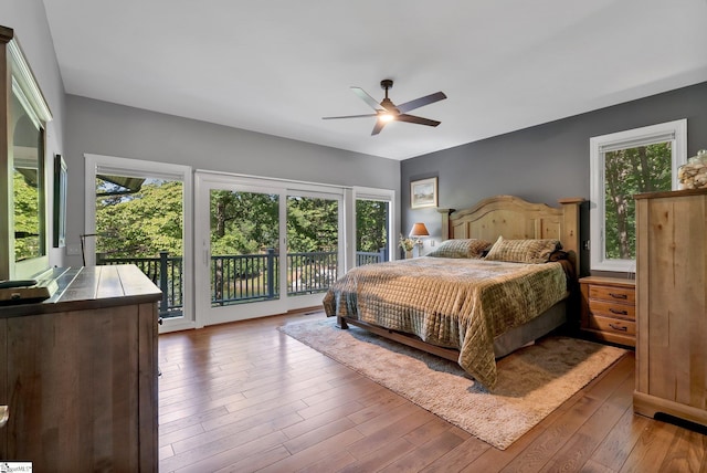 24 Lighthouse Way Dr, Salem, SC 29676 - bedroom featuring access to exterior, hardwood / wood-style flooring, and a ceiling fan