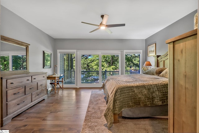 24 Lighthouse Way Dr, Salem, SC 29676 - bedroom featuring access to exterior, multiple windows, dark wood-type flooring, and a ceiling fan