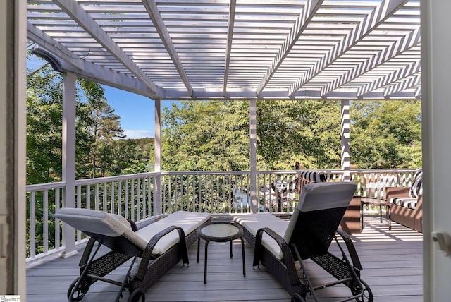 24 Lighthouse Way Dr, Salem, SC 29676 - wooden terrace with a pergola and view of wooded area