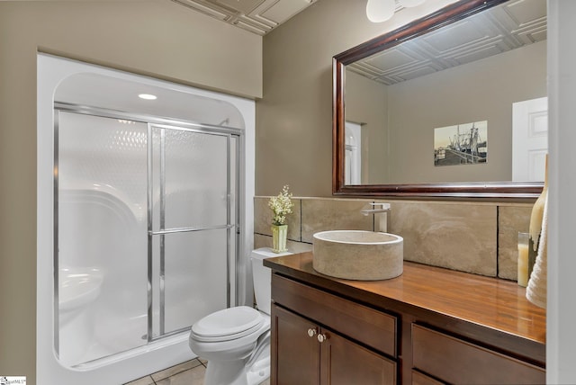 24 Lighthouse Way Dr, Salem, SC 29676 - bathroom featuring vanity, a shower stall, backsplash, and tile patterned floors
